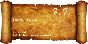 Hack Imre névjegykártya